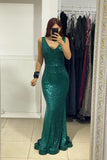 Charming Long V-neck Sleeveless Mermaid Prom Dress With Beaing-misshow.com