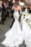 Charming Mermaid Style Off-the-Shoulder Sweep Train Lace Elegant Wedding Dresses