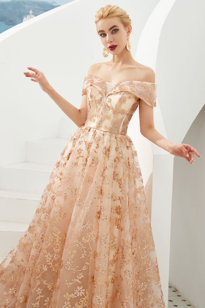 MISSHOW offers Charming Off Shoulder Aline Princess Dress Tulle Swing Evening Party Dress Quincenera Dress at a good price from Rose Gold,Tulle to A-line,Ball Gown,Princess Floor-length them. Stunning yet affordable Cap Sleeves Prom Dresses,Evening Dresses,Homecoming Dresses,Quinceanera dresses.