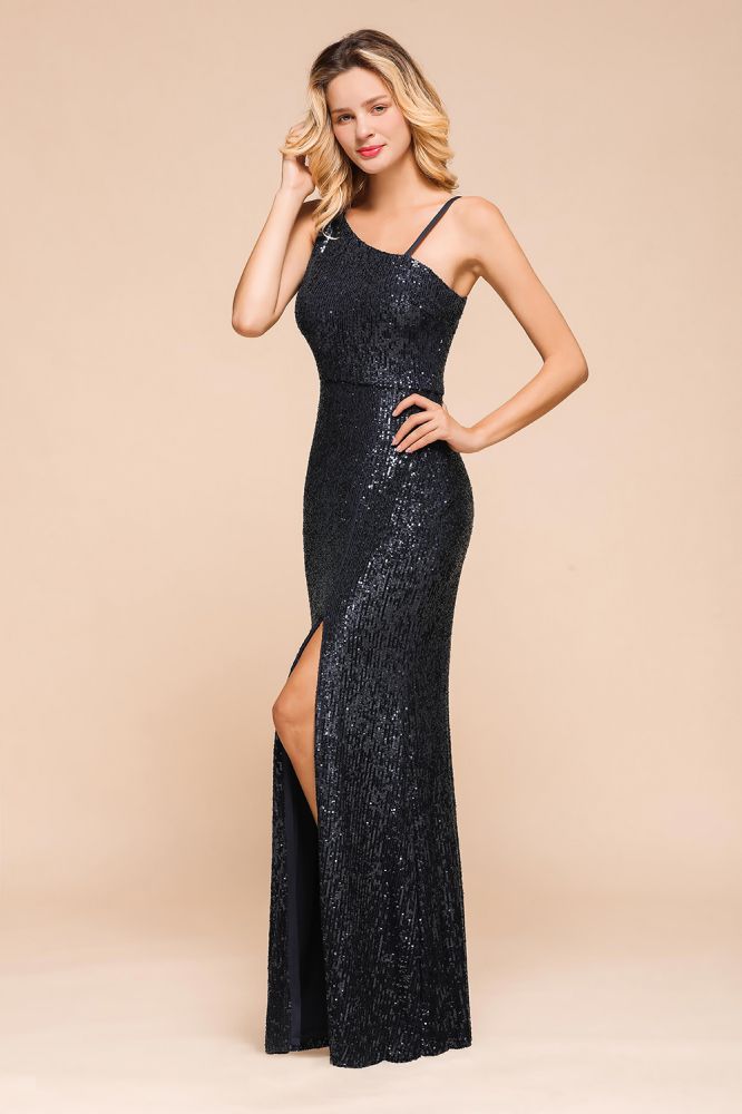 Looking for Prom Dresses,Evening Dresses in Sequined, Mermaid style, and Gorgeous Sequined work  MISSHOW has all covered on this elegant Charming One Shoulder Glitter Sequins Evening Prom Dress Side Split Party Gown.