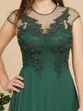 Charming Sleeveless Beadings Aline Evening Maxi Dress Cap Sleeves Bridesmaid Dress-misshow.com