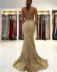 Charming Straps Lace Mermaid Prom Gown Sleeveless Long Evening Dress-misshow.com