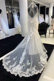 Charming Sweetheart Spaghetti Straps Garden Lace Wedding Dress with Chapel Train-misshow.com
