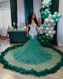 Charming V-neck Sleeveless Mermaid Prom Dress-misshow.com