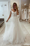Chic A-line Tulle Sleeveless Lace Floor length Wedding Dress