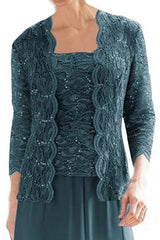 Chic beautiful 3/4 length sleeves a-line lace mother dress sequined-misshow.com