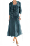 Chic beautiful 3/4 length sleeves a-line lace mother dress sequined-misshow.com