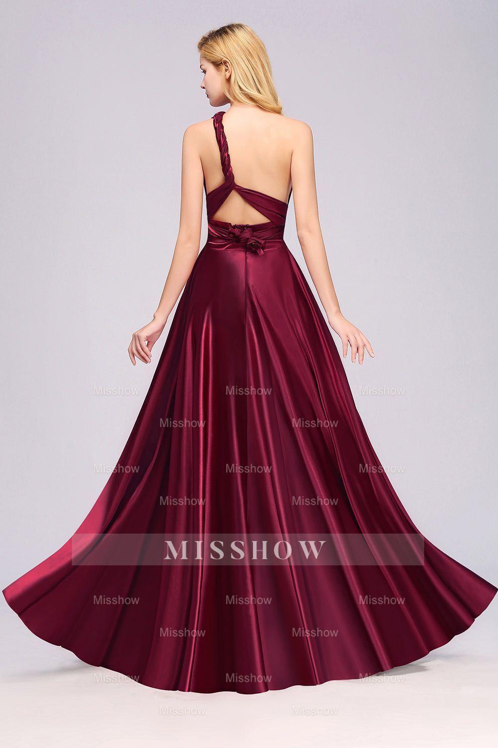 Chic Burgundy Satin Long Bridesmaid dresses With One Shoulder Chic Burgundy Satin Long Bridesmaid dresses With One Shoulder