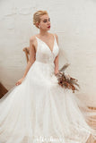 MISSHOW offers Chic Deep V-Neck White Tulle Princess Open Back Wedding Dress with Court Train at a good price from Ivory,Tulle to A-line Floor-length them. Stunning yet affordable Sleeveless .