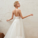 MISSHOW offers Chic Deep V-Neck White Tulle Princess Open Back Wedding Dress with Court Train at a good price from Ivory,Tulle to A-line Floor-length them. Stunning yet affordable Sleeveless .