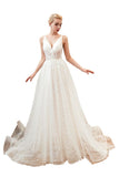 MISSHOW offers Chic Deep V-Neck White Tulle Princess Open Back Wedding Dress with Court Train at a good price from Ivory,Tulle to A-line Floor-length them. Stunning yet affordable Sleeveless .