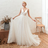 MISSHOW offers Chic Deep V-Neck White Tulle Princess Open Back Wedding Dress with Court Train at a good price from Ivory,Tulle to A-line Floor-length them. Stunning yet affordable Sleeveless .