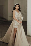 Chic Floor Length Sweetheart Sleeveless A-Line Sequined Prom Dress with Split-misshow.com