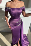 Chic Grape Strapless Off the Shoulder Floor Length Mermaid Prom Dress-misshow.com