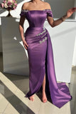 Chic Grape Strapless Off the Shoulder Floor Length Mermaid Prom Dress-misshow.com