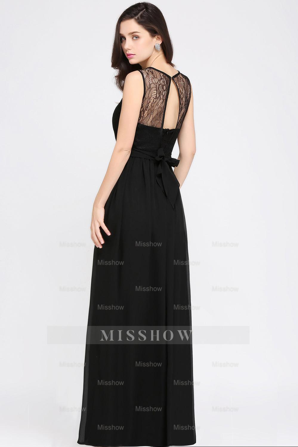 Chic Jewel Open-Back Bridesmaid Dresses with Bow Lace Ruffle Maid of Honor Dresses Chic Jewel Open-Back Bridesmaid Dresses with Bow Lace Ruffle Maid of Honor Dresses
