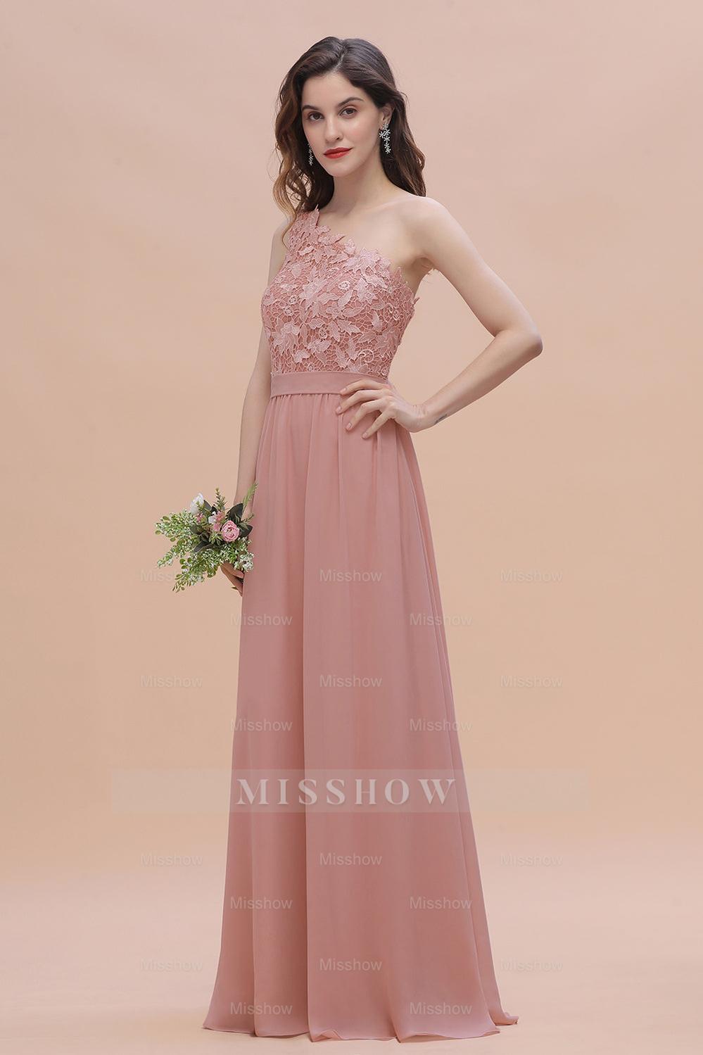 vintage mauve bridesmaid dresses Chic One Shoulder Chiffon Lace Vintage Mauve Bridesmaid Dresses On Sale