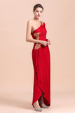 Chic One-Shoulder Long Sleeves Ruffle Mother of Bride Dresses with Appliques-misshow.com