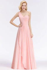 Chic One-shoulder Ruffle Sleeveless Bridesmaid Dresses Affordable