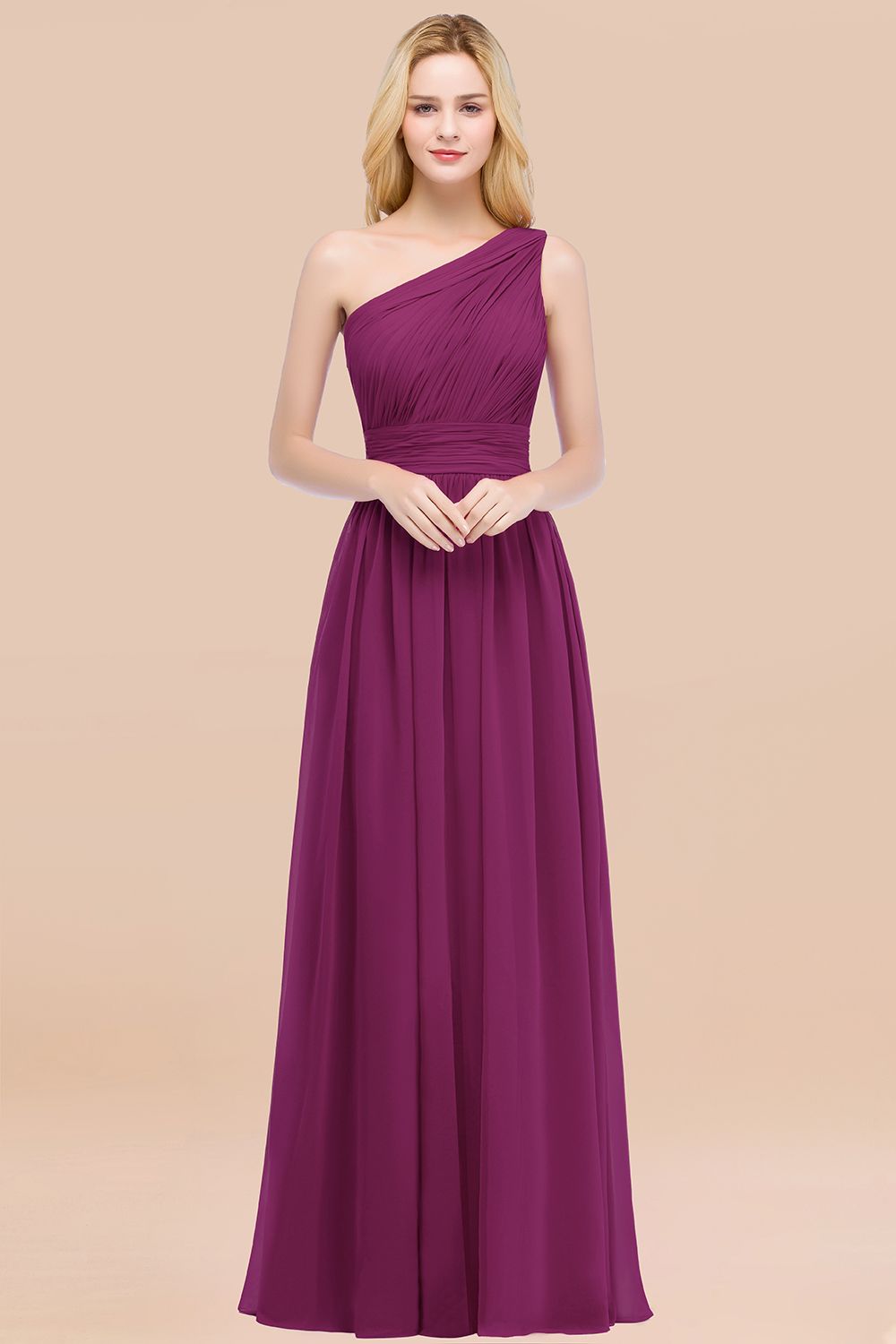 Chic One-shoulder Sleeveless Burgundy Chiffon Bridesmaid dresses Chic One-shoulder Sleeveless Burgundy Chiffon Bridesmaid dresses