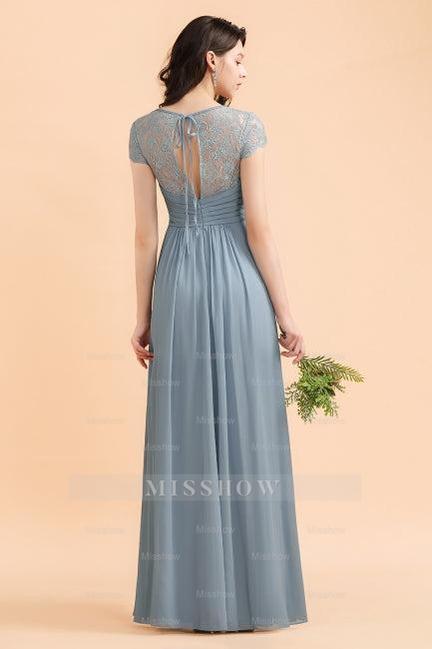 Chic Short Sleeves Lace Chiffon Bridesmaid Dress with Ruffles Chic Short Sleeves Lace Chiffon Bridesmaid Dress with Ruffles