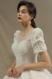 MISSHOW offers Chic Short Sleeves Tulle Lace Appliques Bridal Gown Spring Garden Wedding Dress at a good price from Same as Picture,Champagne,Tulle to A-line Floor-length them. Stunning yet affordable 3/4-Length Sleeves .