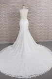 Chic Spaghetti Strap Appliques Mermaid Elegant Wedding Dresses