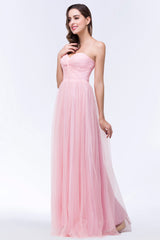Chic Tulle Ruffle Strapless Sweetheart Floor-Length Bridesmaid dresses