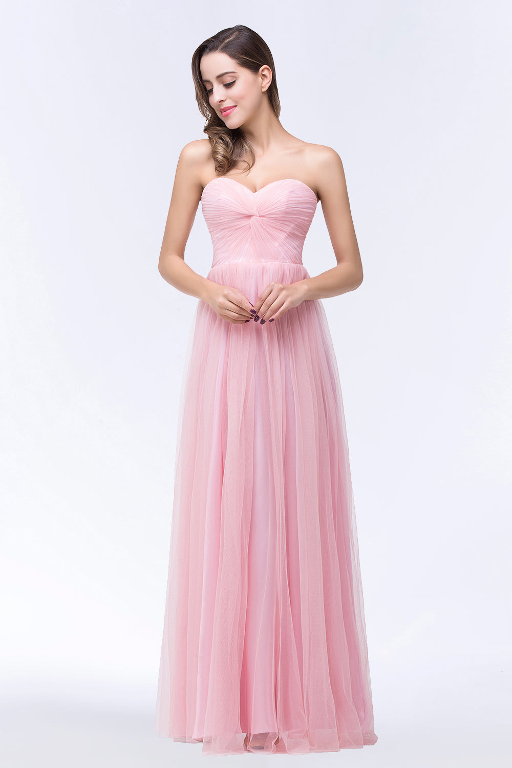 Chic Tulle Ruffle Strapless Sweetheart Floor-Length Bridesmaid dresses