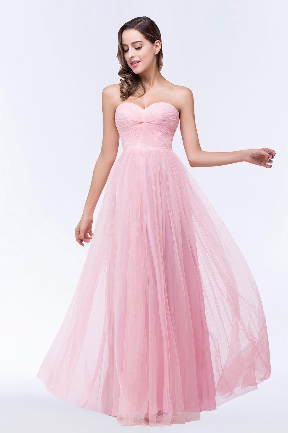Chic Tulle Ruffle Strapless Sweetheart Floor-Length Bridesmaid dresses