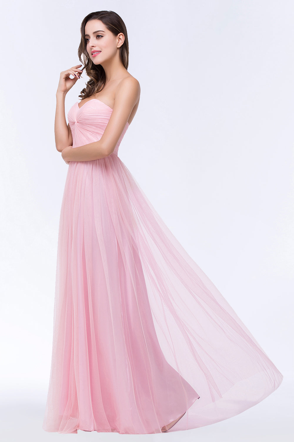 Chic Tulle Ruffle Strapless Sweetheart Floor-Length Bridesmaid dresses