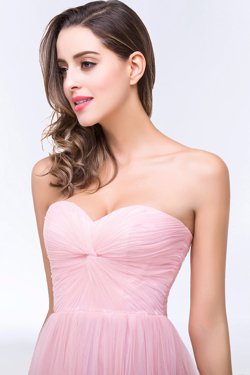 Chic Tulle Ruffle Strapless Sweetheart Floor-Length Bridesmaid dresses