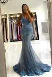 Chic V-neck Slim Mermaid Evening Gown-misshow.com