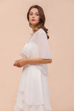Chiffon Bridesmaid Dress 3/4 Sleeves Mini Knee Length Layers Special Occasion Dress with Wraps-misshow.com