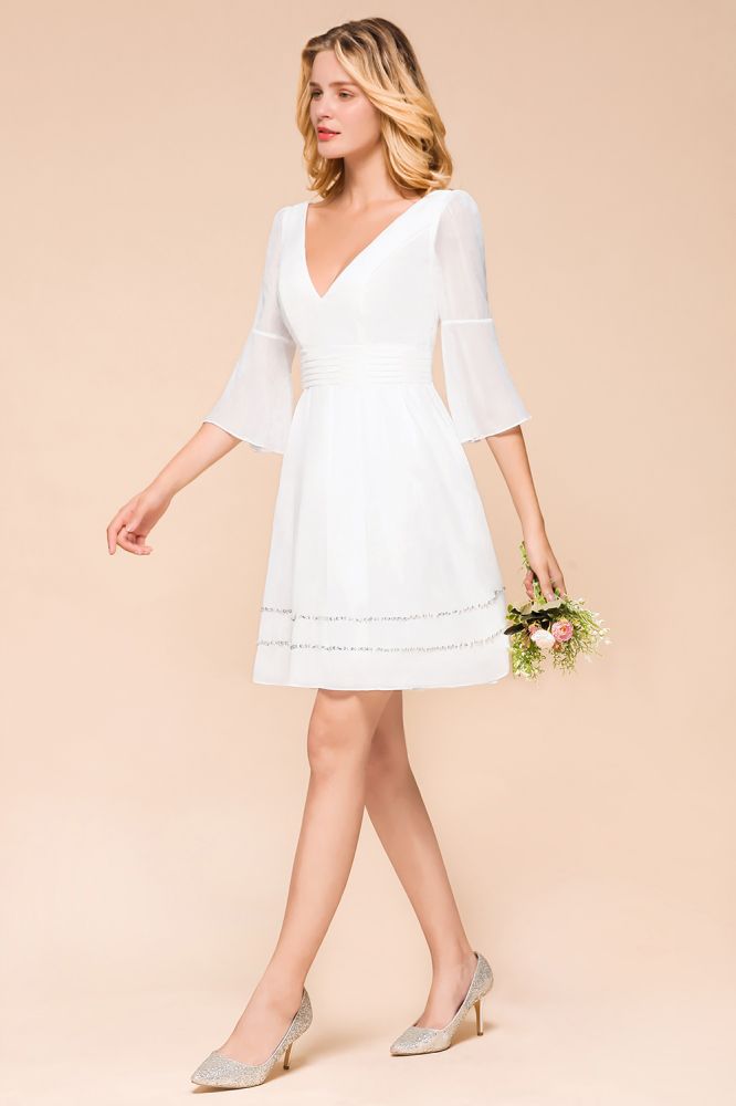 Chiffon Knee Length Simple Daily Casual Dress Beach Bridesmaid Dress | MISSHOW Chiffon Knee Length Simple Daily Casual Dress Beach Bridesmaid Dress | MISSHOW
