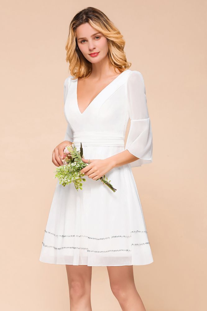 Chiffon Knee Length Simple Daily Casual Dress Beach Bridesmaid Dress | MISSHOW Chiffon Knee Length Simple Daily Casual Dress Beach Bridesmaid Dress | MISSHOW