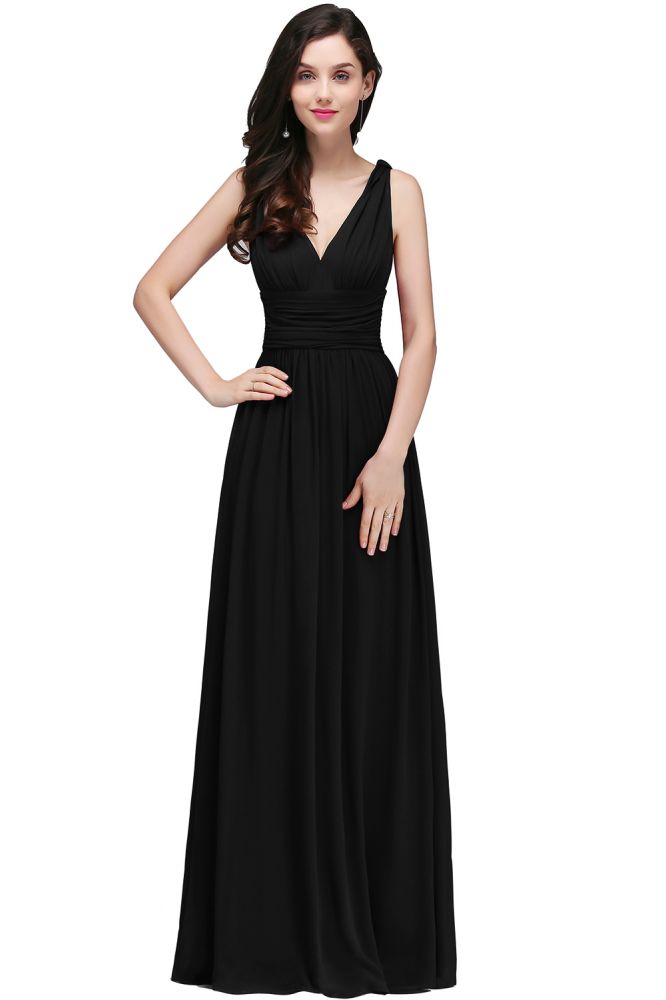 MISSHOW offers gorgeous White,Dusty Rose,Burgundy,Grape,Royal Blue,Dark Navy,Black,Dark Green V-neck party dresses with delicately handmade Ruched in size 0-26W. Shop Floor-length prom dresses at affordable prices.