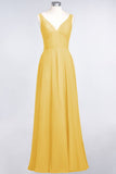 MISSHOW offers Chiffon V-Neck Straps Sleeveless Ruffles Floor-Length Bridesmaid Dress with Open Back at a good price from 100D Chiffon to A-line Floor-length them. Lightweight yet affordable home,beach,swimming useBridesmaid Dresses.