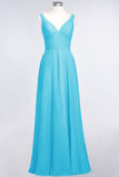 MISSHOW offers Chiffon V-Neck Straps Sleeveless Ruffles Floor-Length Bridesmaid Dress with Open Back at a good price from 100D Chiffon to A-line Floor-length them. Lightweight yet affordable home,beach,swimming useBridesmaid Dresses.