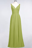 MISSHOW offers Chiffon V-Neck Straps Sleeveless Ruffles Floor-Length Bridesmaid Dress with Open Back at a good price from 100D Chiffon to A-line Floor-length them. Lightweight yet affordable home,beach,swimming useBridesmaid Dresses.