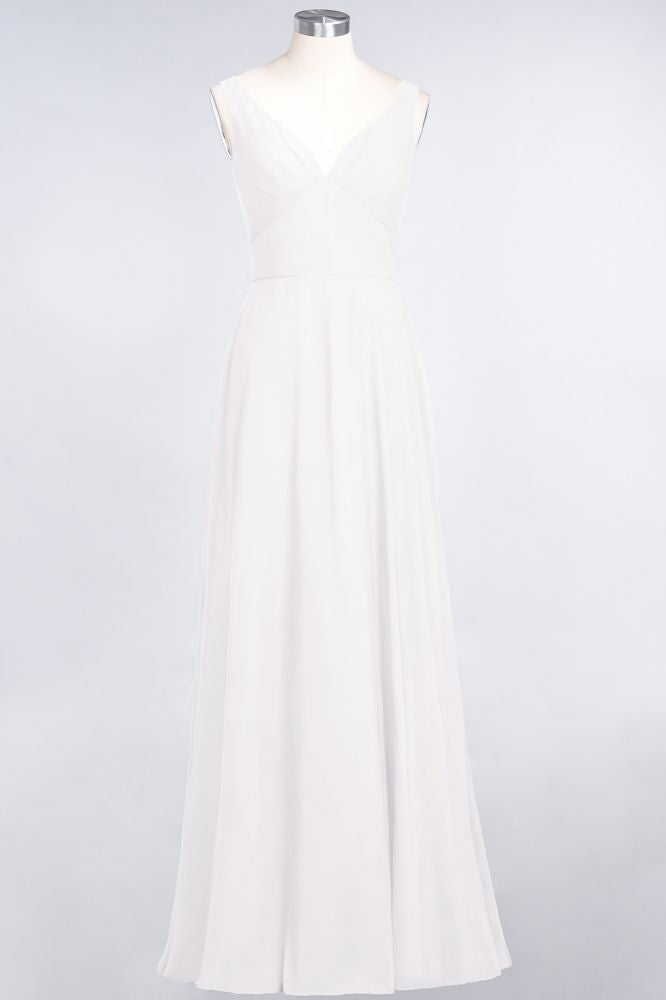 MISSHOW offers Chiffon V-Neck Straps Sleeveless Ruffles Floor-Length Bridesmaid Dress with Open Back at a good price from 100D Chiffon to A-line Floor-length them. Lightweight yet affordable home,beach,swimming useBridesmaid Dresses.