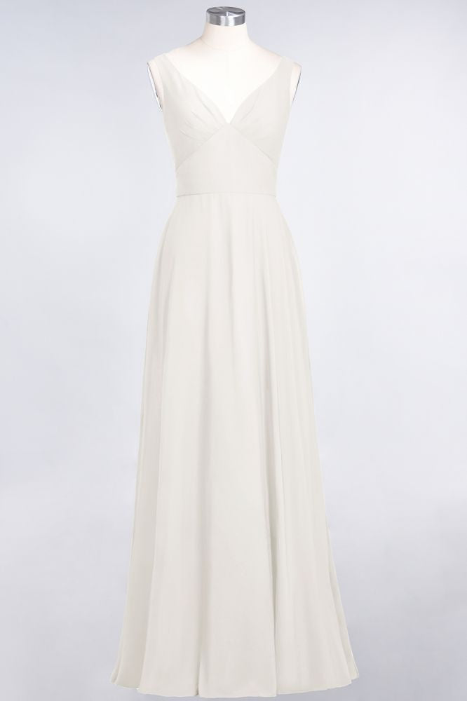 MISSHOW offers Chiffon V-Neck Straps Sleeveless Ruffles Floor-Length Bridesmaid Dress with Open Back at a good price from 100D Chiffon to A-line Floor-length them. Lightweight yet affordable home,beach,swimming useBridesmaid Dresses.