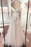 Classic v-neck spaghetti straps sleeveless a-line lace Wedding dresses
