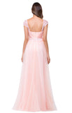 A plus size Pearl Pink bridesmaid dress made of 100D Chiffon,Lace are trendy for  . Shop MISSHOW with elaborately designed Lace,Appliques,Bow,Ribbons gowns for your bridesmaids.