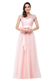 A plus size Pearl Pink bridesmaid dress made of 100D Chiffon,Lace are trendy for  . Shop MISSHOW with elaborately designed Lace,Appliques,Bow,Ribbons gowns for your bridesmaids.