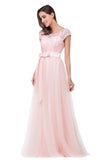 A plus size Pearl Pink bridesmaid dress made of 100D Chiffon,Lace are trendy for  . Shop MISSHOW with elaborately designed Lace,Appliques,Bow,Ribbons gowns for your bridesmaids.