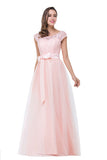 A plus size Pearl Pink bridesmaid dress made of 100D Chiffon,Lace are trendy for  . Shop MISSHOW with elaborately designed Lace,Appliques,Bow,Ribbons gowns for your bridesmaids.