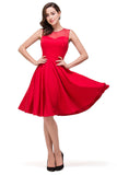 Crew Knee-length A-line Red Bridesmaid Dresses