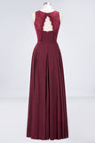 MISSHOW offers Crew Neck Floral Lace Evening Dress Floor Length Burgundy Bridesmaid Dress at a good price from Misshow