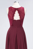 MISSHOW offers Crew Neck Floral Lace Evening Dress Floor Length Burgundy Bridesmaid Dress at a good price from Misshow